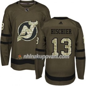 New Jersey Devils Dresy Nico Hischier 13 Adidas 2017-2018 Camo Zelená Authentic - Pánské
